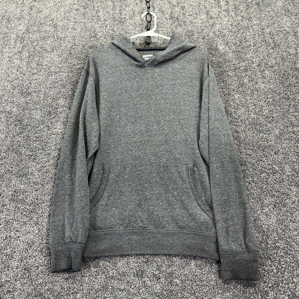 Old Navy Hoodie Mens Medium Gray Fleece Pullover Kangaroo Pocket Solid Basic